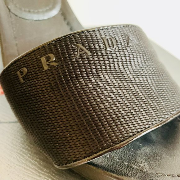 PRADA SHOES WEDGES BLACK WITH DUST BAG MADE IN ITALY - Picture 4 of 15